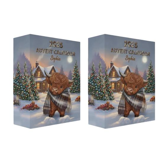 Skládací adventní kalendář s skotským náhorním skotem 24denní vánoční odpočítávací kalendář Dekorace se skotským náhorním skotem pro domov Farmářská dekorace Dětský sváteční dárek