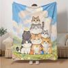 1pc Seven Happy Cats Blanket  Soft Throw for Home Decor, Gift Idea, Living Room, Travel, Camping, Car Blankets
