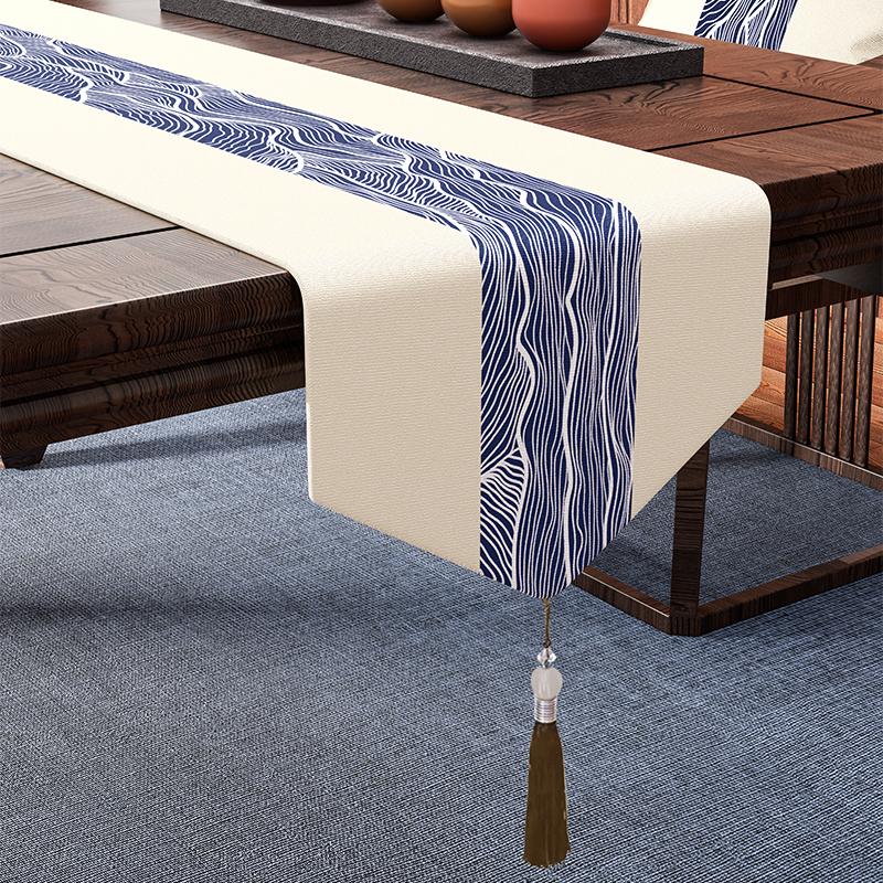 Chinese Style Coffee Table Table Flag Parlor Meal Tables Tassel Pendant Tea Waterproof High-end Long Tea Mat Cover Cloth