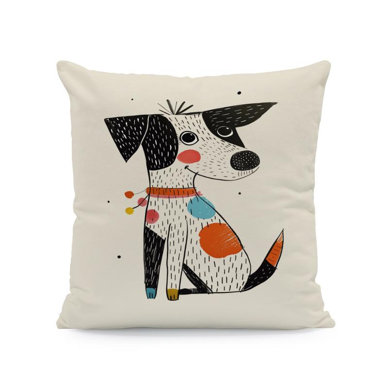 Exotic Cat Print Pillow Cover Zipper Closure Removable Fine One-Side Design Vibrant Blue & Golden Floral Pattern Bedroom, Sofa, Car Pillowcase