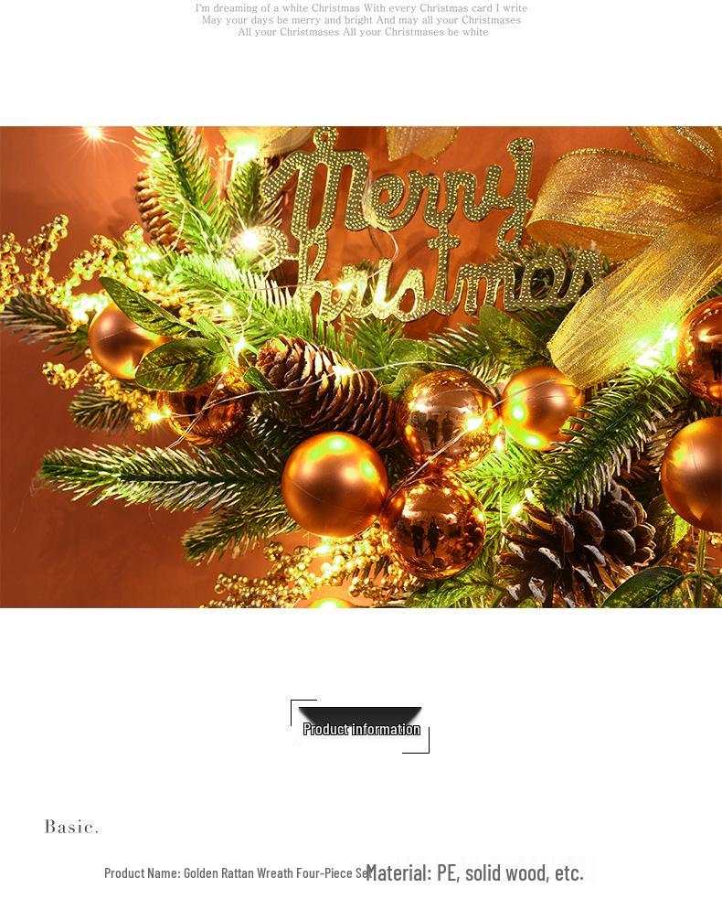 Champagner Gold Weihnachtsdekorationen: Baumkranz, Rattan-Geweih, Wand- & Türdekoration für Hotels & Einkaufszentren