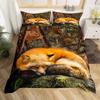 Cartoon Fox Duvet Set Cute Animal Print Bedding Three-Piece Set