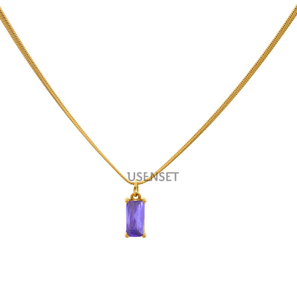 18K Gold Snake Chain Zirconia Pendant Necklace for Women with Diamonds