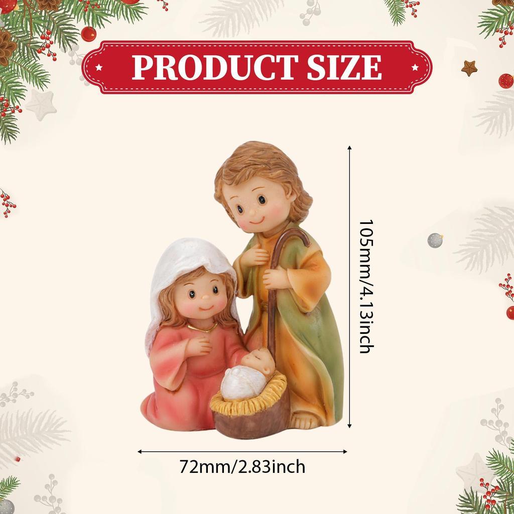 Christmas Nativity Scene Crafts Collectible Decorative Holy Family Figurine Ornament for