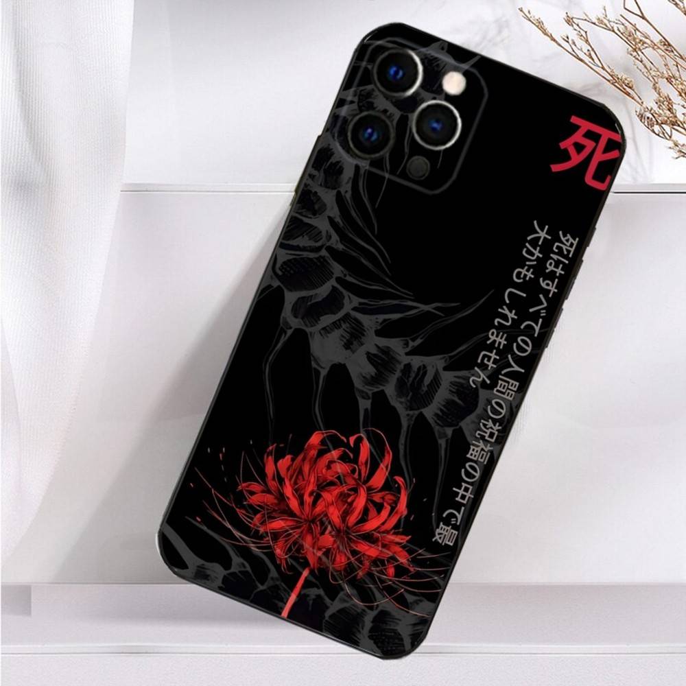Ghoul Red Spider Lily Tokyo Case For iPhone 16,15,17,14,13,12,11 Plus,Pro Max,XS,X,XR,SE,Mini,8,7 Soft Silicone Black Cover