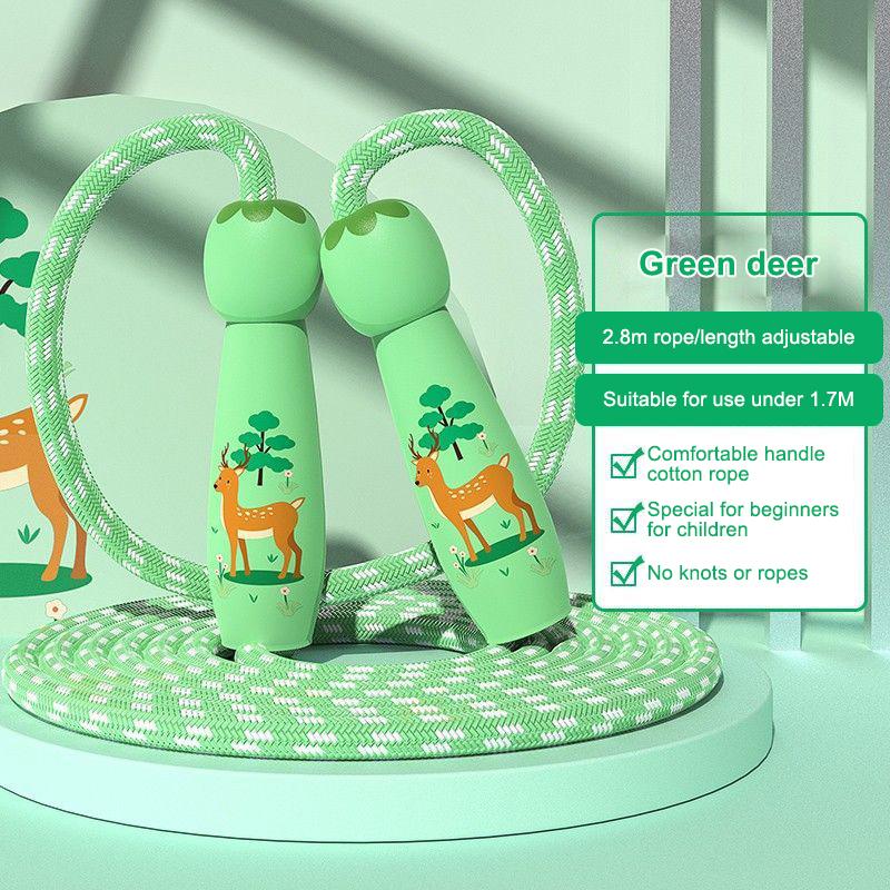 

2.8M Cartoon Training Jump Rope Exercise For Children Skipping Ropes Cotton Rope Adjustable Jump Rope Primary 2.8M зелёный