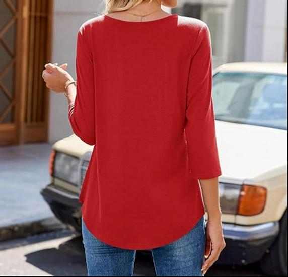 Women's Summer 2025 Fashionable Pleated Mid-Sleeve Top with Low Round Neck.