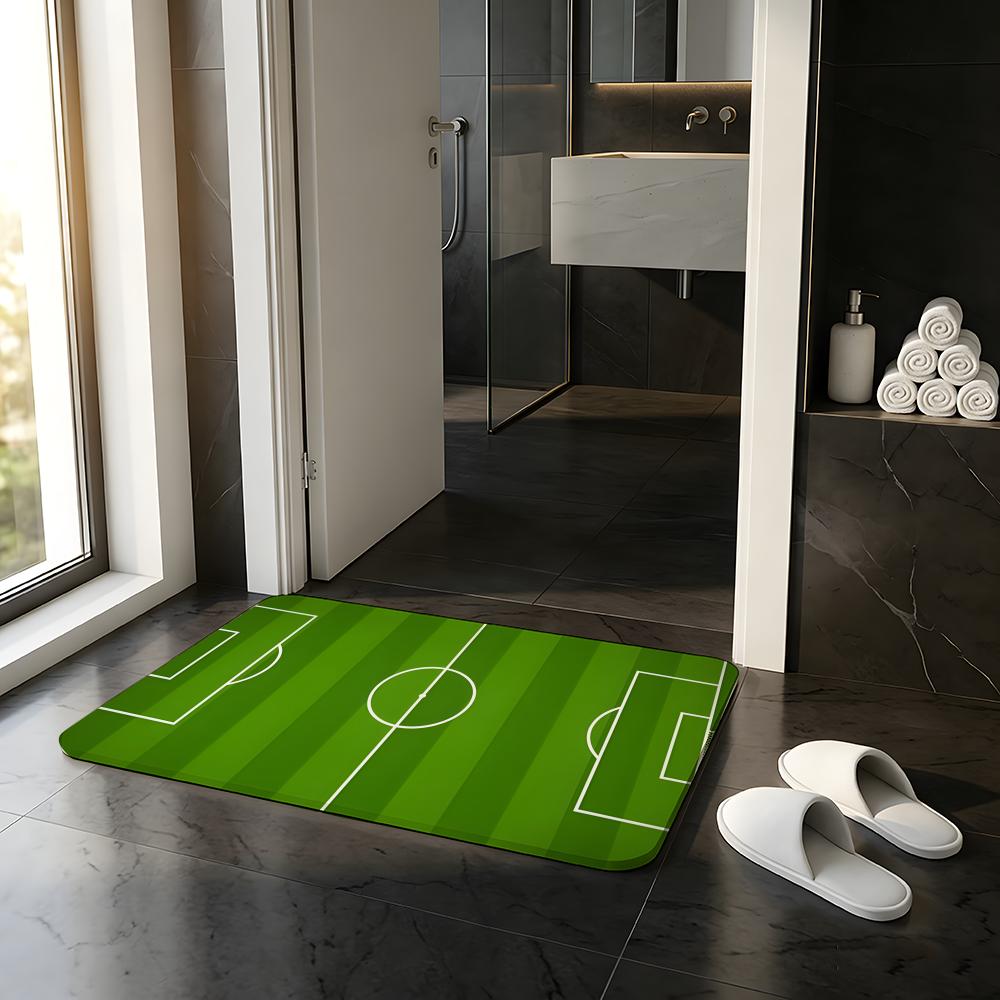 Mode F-Fußballfeld Bodenmatte Saugfähige Fußmatte Rutschfeste Eingangsmatte für Badezimmer Toiletten und WCs