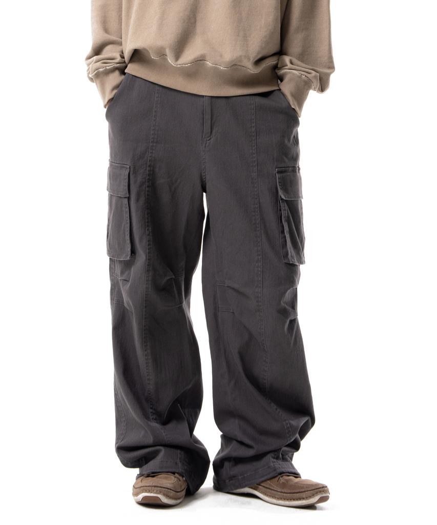 AAKAM Washed Semi Wide Cargo Pants (Gray)