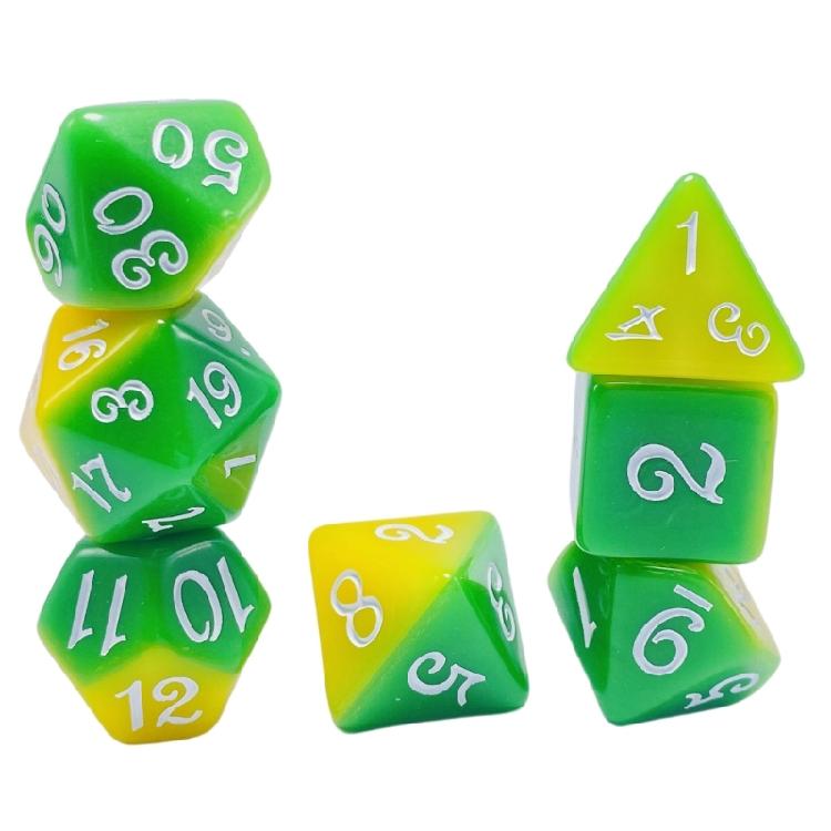 7Pcs Multi-Sided Acrylic Dices Polyhedral Dices Double Color Tabletop Game Dices