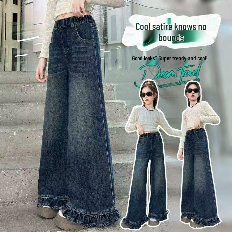 Weitbeinige Jeans und Hosen für Mädchen - Frühjahrs-/Herbstkollektion für mittelgroße und große Kinder.