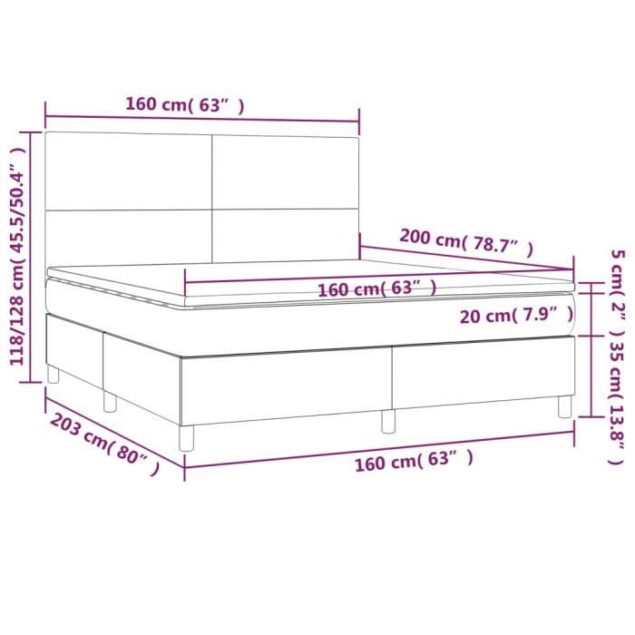 3142190 vidaXL Lit à sommier tapissier avec matelas Crème 160x200 cm Tissu