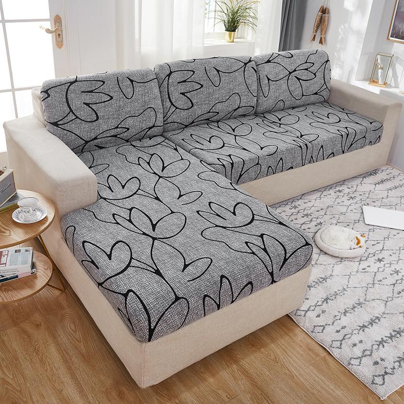Printed Stretchy Sofa Seat Cushion Cover Soft Breath Fabric Chair Cover Pet Owners Kids Living Room Room Furniture Protector Washable Case