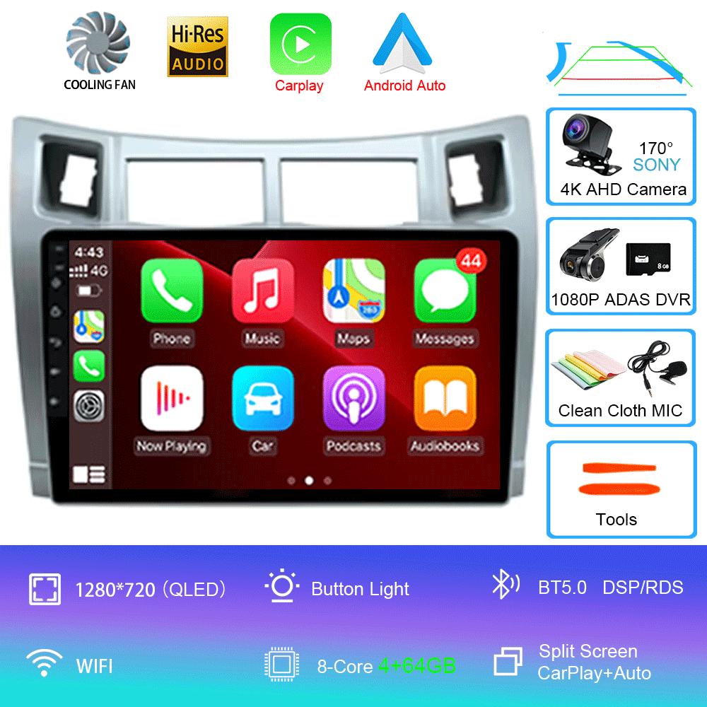 For Toyota Yaris 2005 2006 2007 2008 2009 2010 2011 2012 Carplay Car Multimedia Player Radio Car Radio Android 14 GPS Navigator