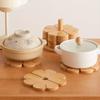 Four-Leaf Resistant Table Mat with Wood Base - Suitable for Pans, Bowls & Plates, Anti-Scald Coaster for Dining Table Protection