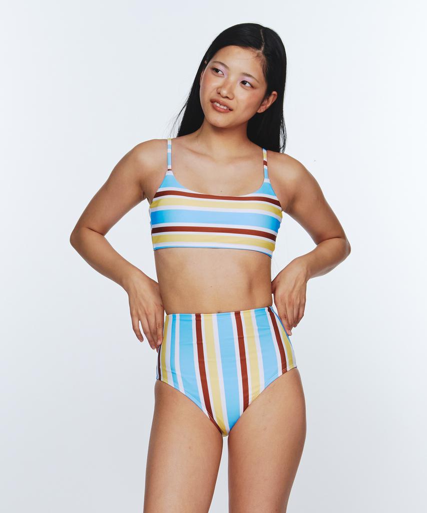 Dillaispul Sunburst Stripe Bikini Bottom - Baby Blue