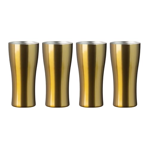 

Atlas Insulated Stainless Steel Tumblers, 420ml, Set of 4, Lightweight, Gold, Vacuum Insulated, Perfect for Alcohol, Beer, and Highballs (AST-420GO-4P