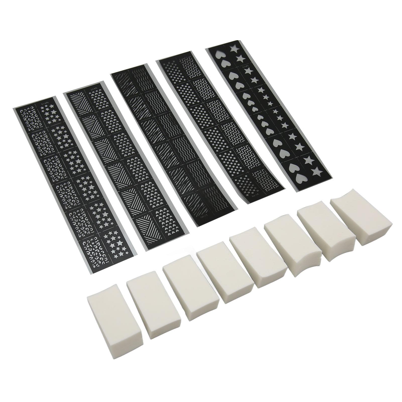 

Трафарет для печати нейл-арта Профессиональное 3D DIY украшение Полые наклейки Ногти Мягкие спонжи