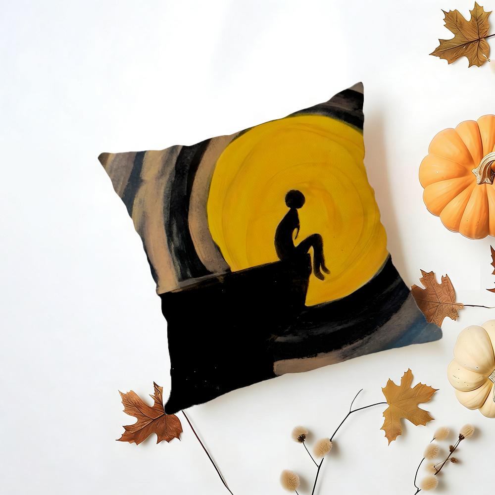 Emotional Outlet Art Painting Cushion Cover Washable Linen Pillowcase Soft  for Daily Sofa Bed Home Room Decor