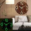 Holzmaserung Digitaluhr 12 Zoll Quarz Wanduhr Modernes Design Leuchtende Wanduhr Büro