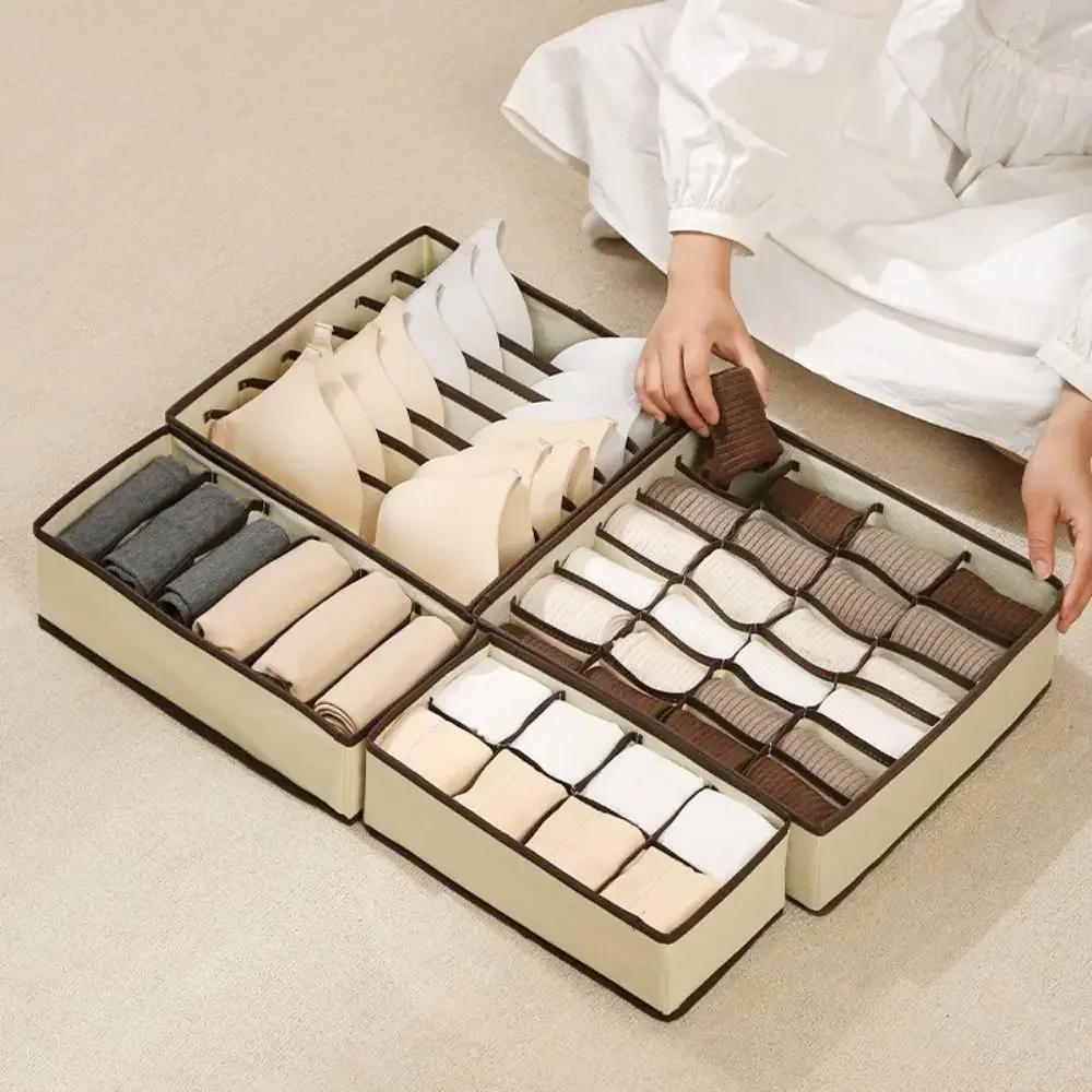 4-Piece Foldable Clothes & Underwear Storage Set – Large Capacity Socks Organizer – Space-Saving Multifunctional