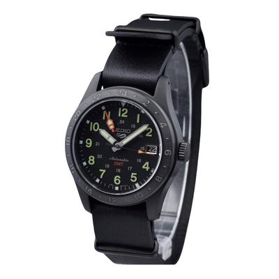 Ceas de bărbați 5 Sports GMT Field Series Curea din piele cadran negru automat SSK025K1 100M
