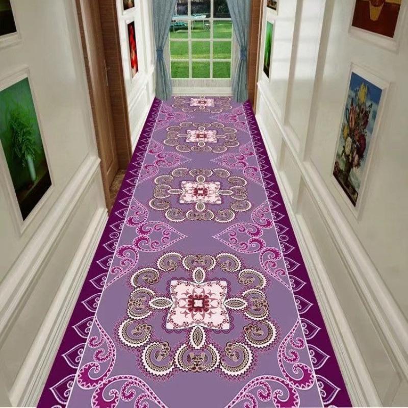 Washable Retro Corridor Carpet Long Hallway Rug Antiskid Living Room Kitchen Aisle Runner Carpet Hotel Home Hall Decoration Mat