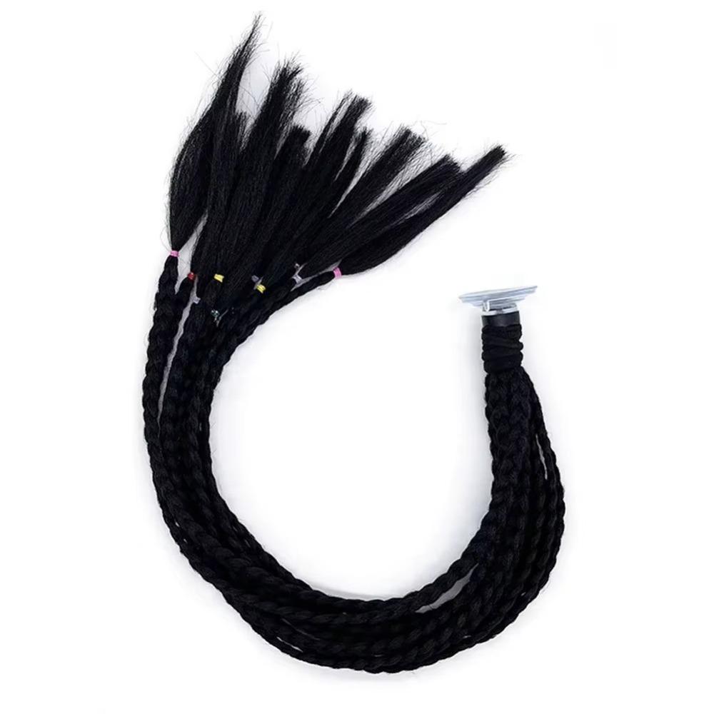 Universal Mohawk Helmet Wig Lightweight 21 Inch Motorcycle Helmet Decorations with Magic Sticker Motorcycle Helmet Ponytail