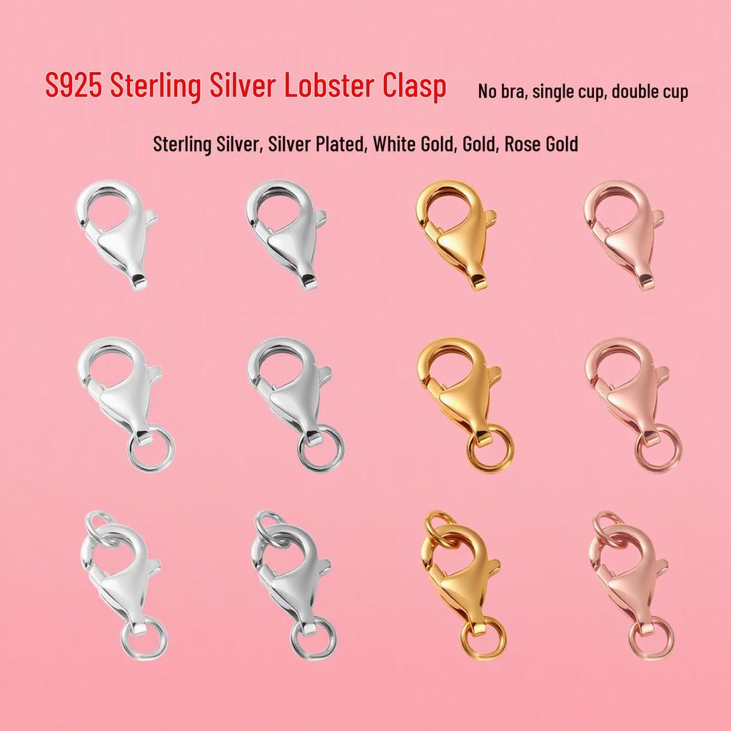 S925 Sterling Silber Hummerverschluss Perlen Schmuck DIY Verbindungsverschluss für Armbänder & Halsketten