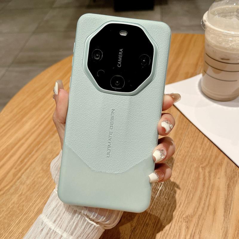 Applicable To Huawei Mate11 Mobile Phone Case Pro + New Ultra-thin Plain Leather Splicing Lens All-inclusive Anti-drop Case Hard