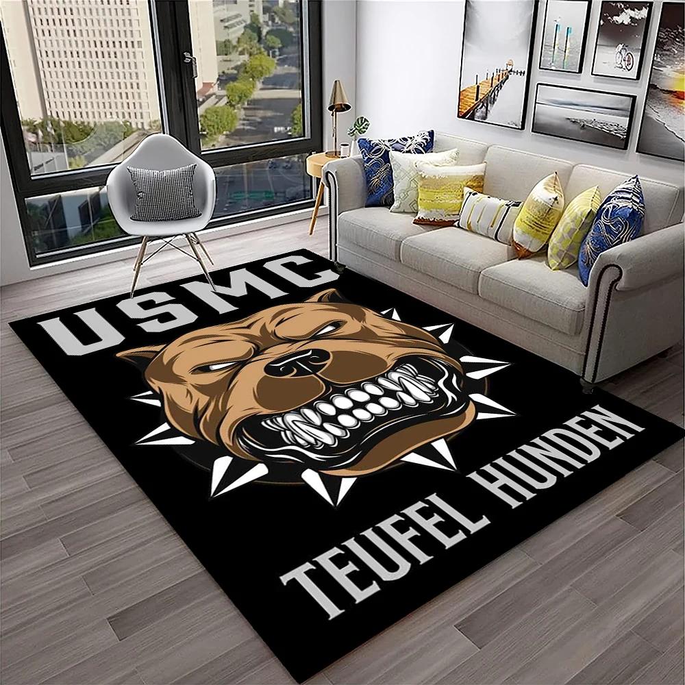 French Pit Bull Dog Pet Cartoon Carpet Rug for Home Living Room Bedroom Sofa Doormat Decor,kids Play Area Rug Non-slip Floor Mat