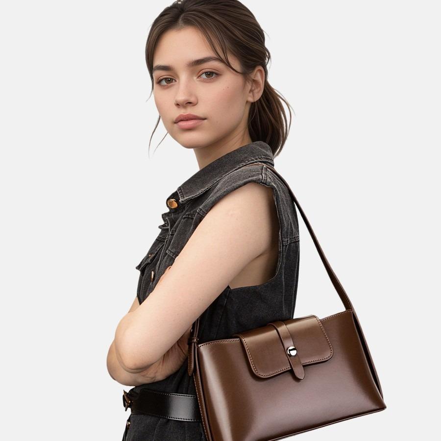 Koreanische Nischen-Achseltasche Damen Leder Neu Hochwertige Einzel-Schultertasche Mode Vielseitig Crossbody Damen Tasche