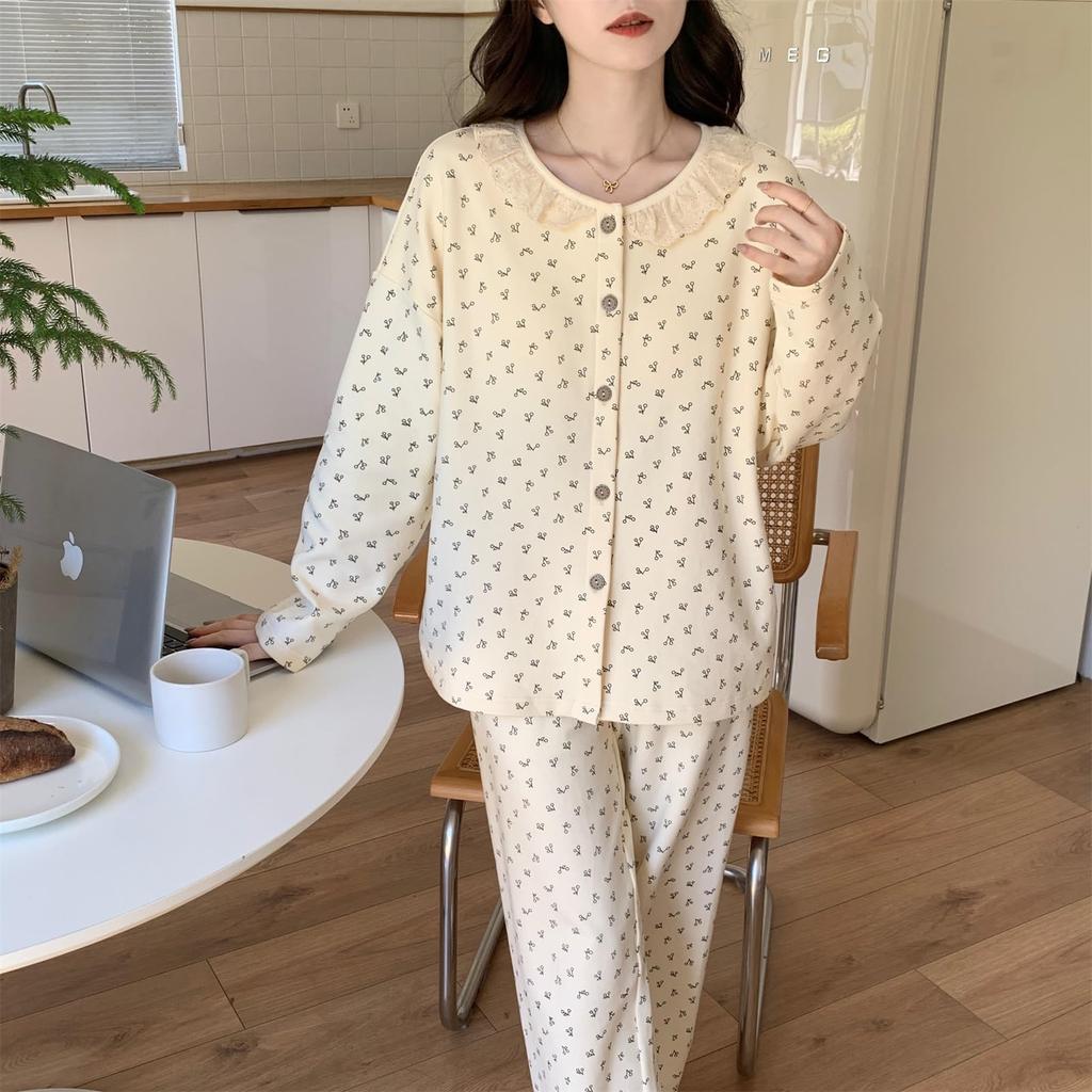 Kyonuza Pajamas with Bra Long Open Loungewear Plus Sizes Stylish Suitable for Junior High School Size Women's Spring/Summer Pads, Sleeves, Front, Set,