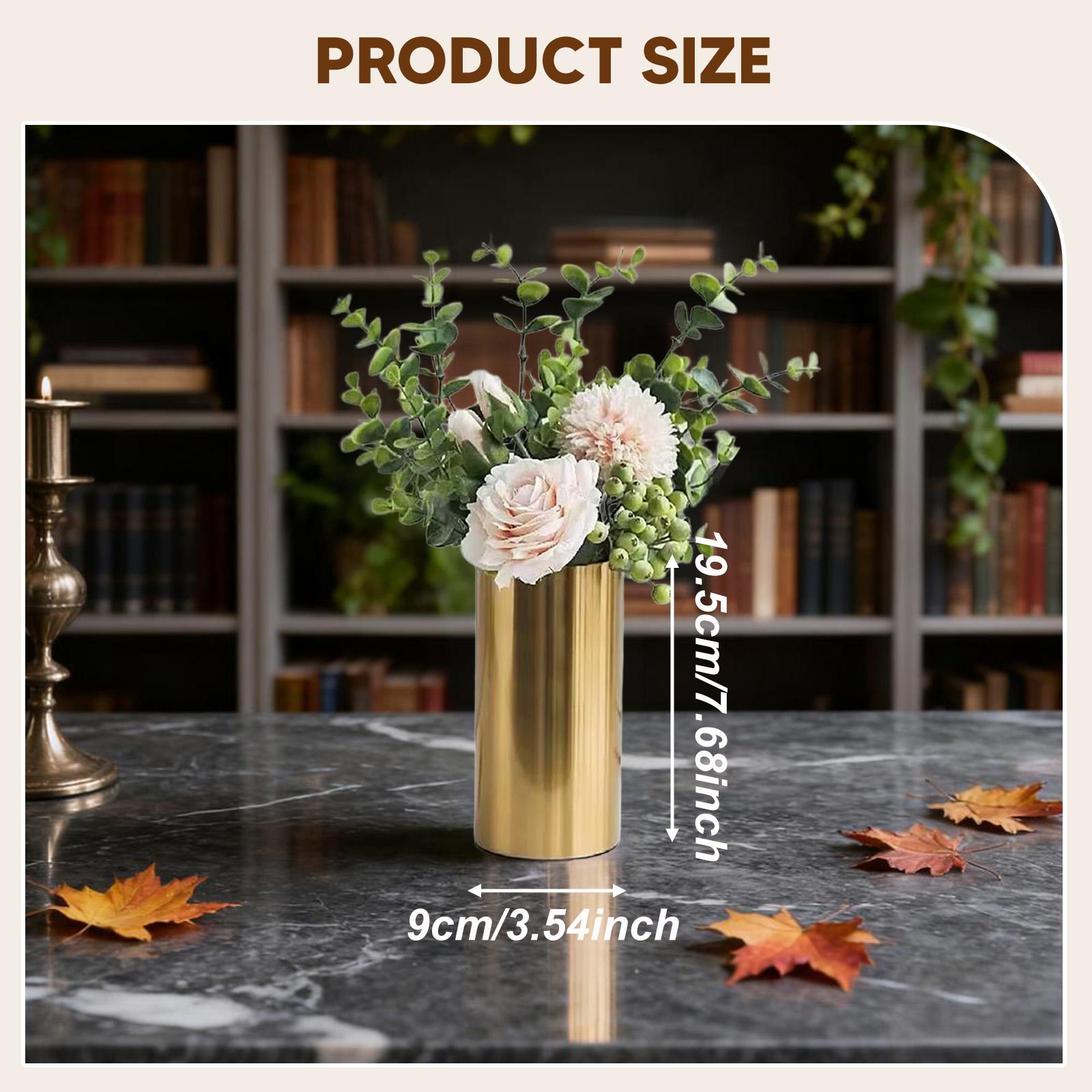 Современная высокая цилиндрическая ваза Золотая Железная Ваза для Цветов Круглая Декоративная Ваза для Гостиной Дисплей на Китайский Новый Год