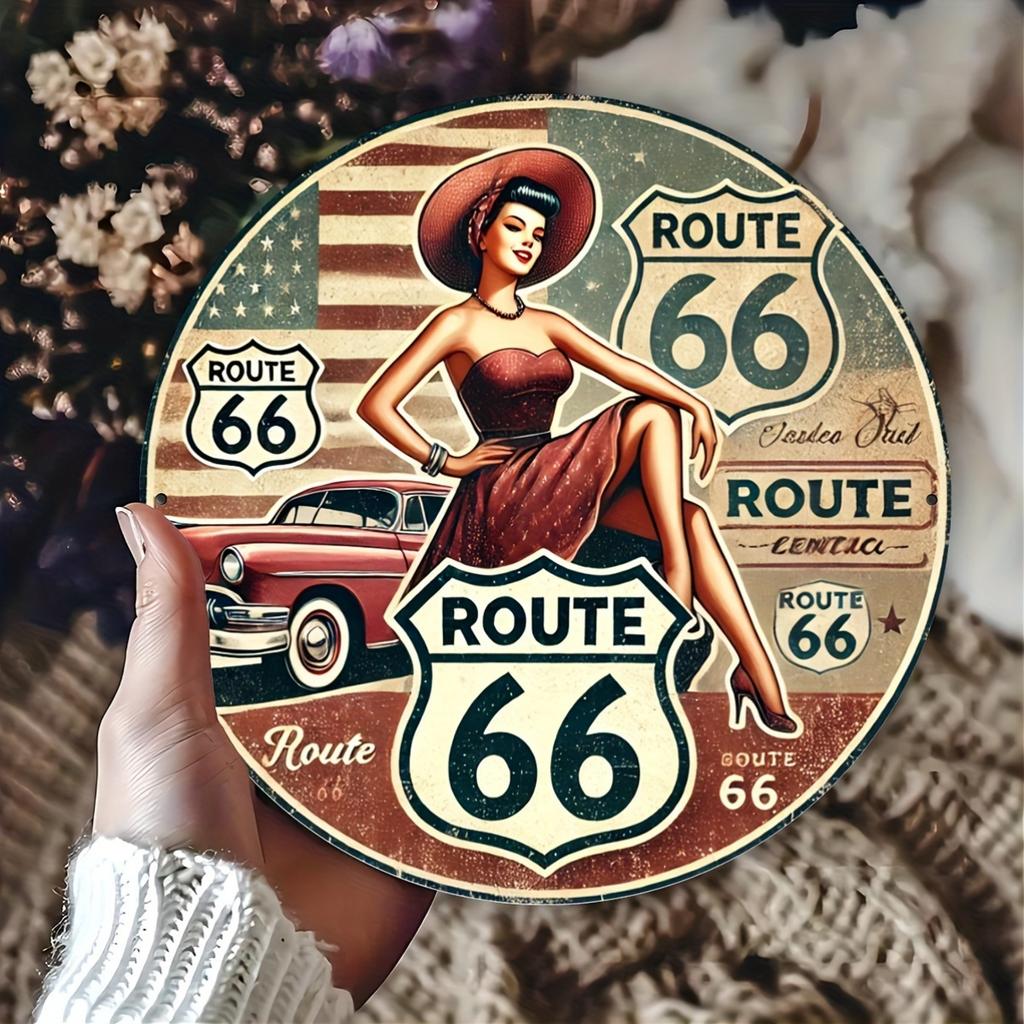 Vintage Route Art Deco Wall Art x Inch (xcm) D Printed Aluminum Sign Waterproof No Fading Not Rusting
