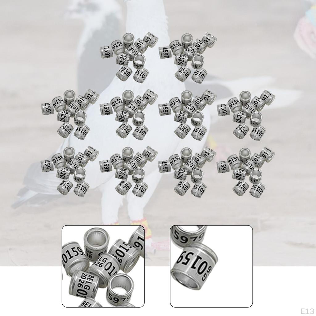 100 Aluminium Pigeon Identification Rings, for Simple Animal Identification.