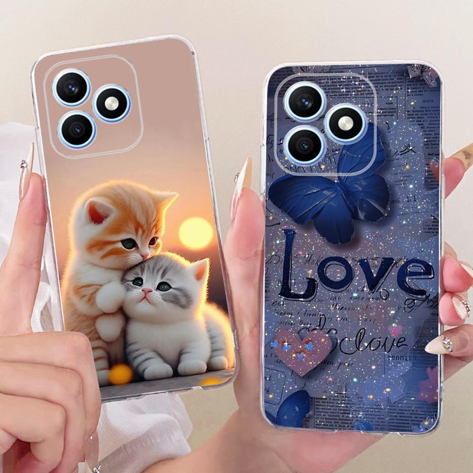 For Honor X8d 4G Case Cute Love Heart Painted Cover Soft Silicone Slim Phone Case For Honor X8d X 8d HonorX8d 4G Back Cover Bags