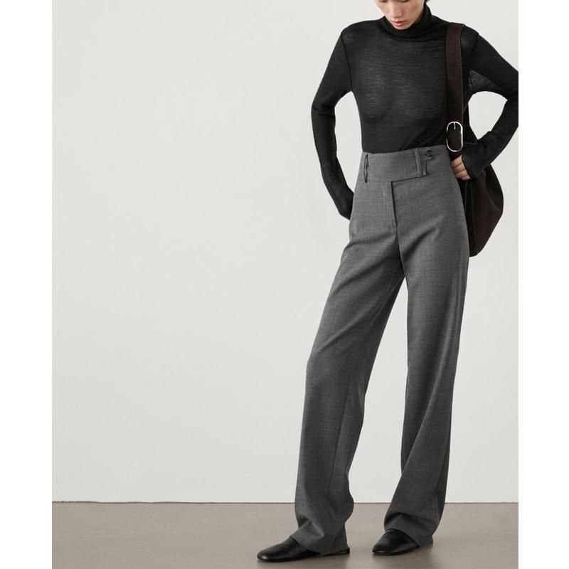 MD Fall and Winter New Arrival Women's Clothing French Commute Style Capable Young Intelligence High Waist Straight-Leg Pants 5003569