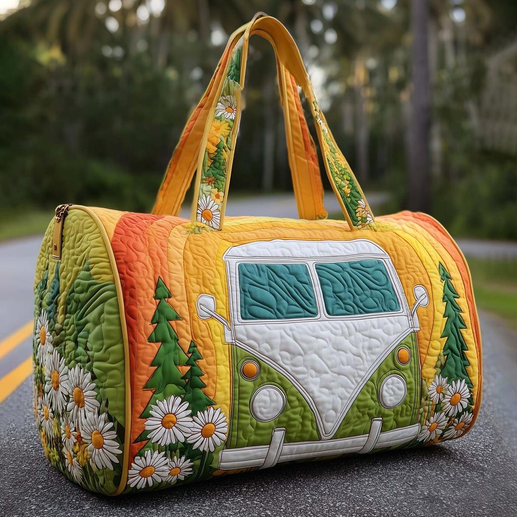 3D Quilted Travel Duffel Bag with Car Design Lightweight Portable Handheld Luggage Bag for Weekend Trips and Gym Use 16x8x8 Inches