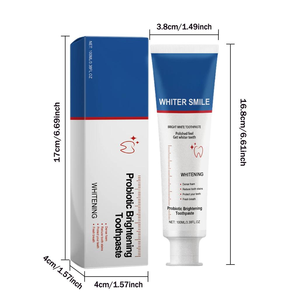 Dentifrice Probiotique Blanchissant 100ml Hygiène Bucco-Dentaire Haleine Fraîche Élimination des Taches Nettoie Dents Jaunes Blanchit les Dents Dentifrice
