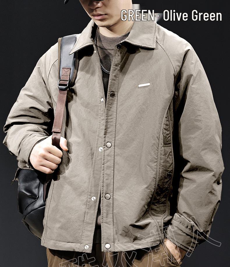 Men's Lightweight Warm Down Jacket - Autumn/Winter 2025: Trendy Versatile Lapel Coat, Plus Size Available