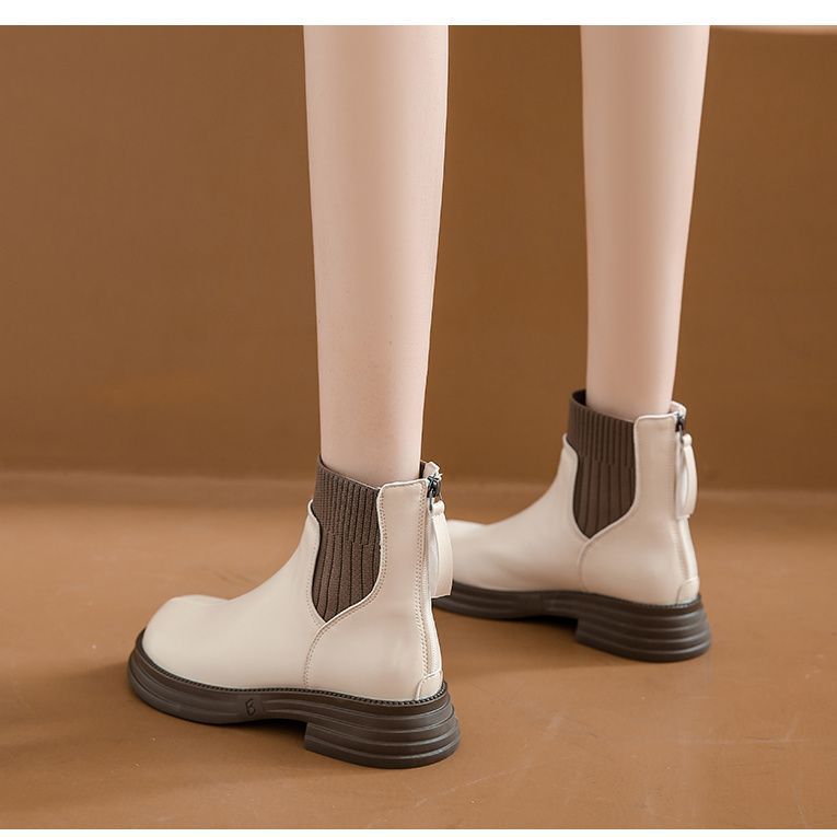 Thick-soled Martin Boots Women's Shoes 2025 New Trend Thin Boots Spring Autumn and Winter Short Boots Women's Single Boots Elastic Mouth