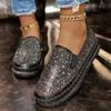 Plus Size 2025 Platform slip On Women's Vulcanize Shoes Outdoor Flat with Crystal Sneakers Bordered Ladies Casual Shoes
