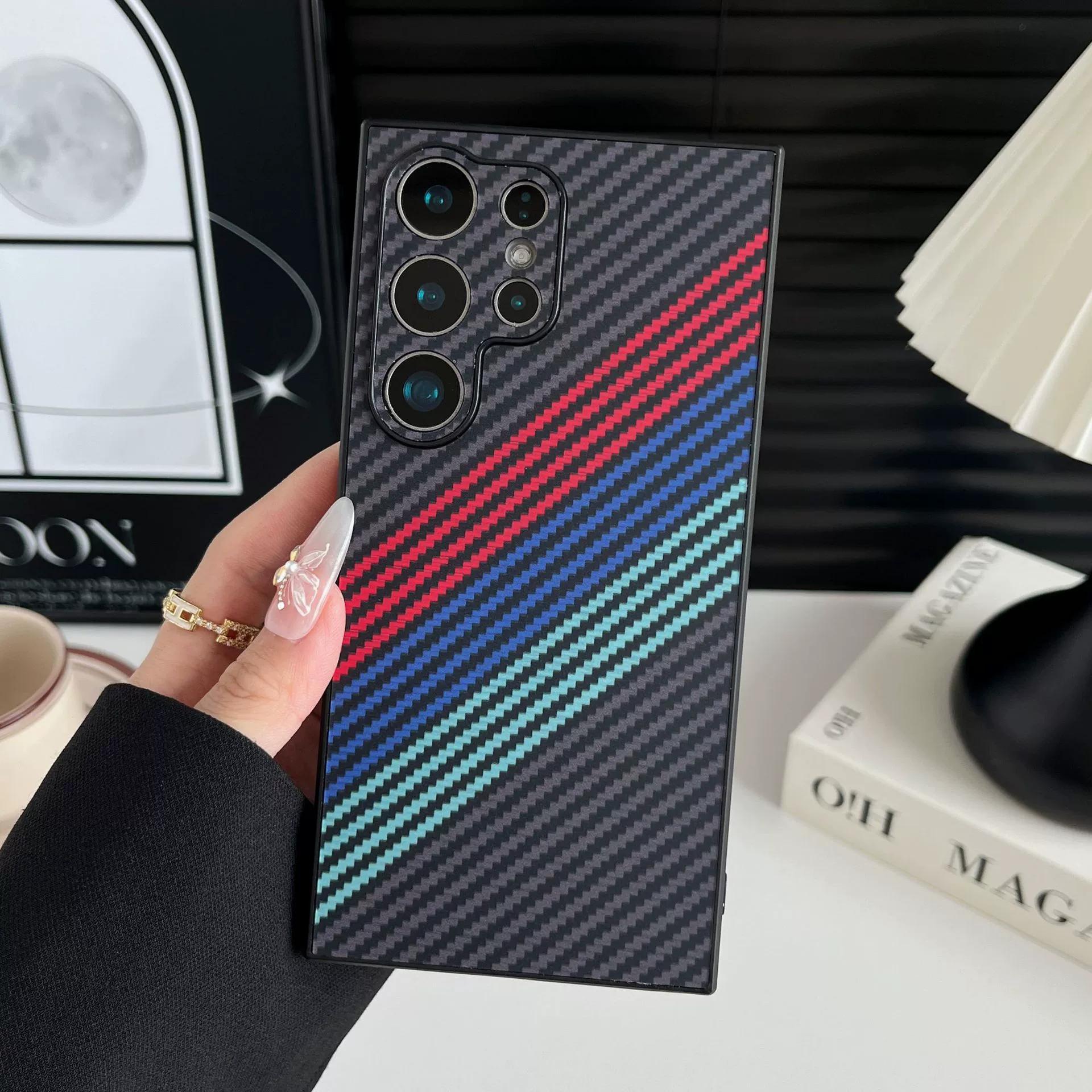 Кевларовый чехол для мобильного телефона Подходит для пайки углеродом Samsung Магнитная присоска S25 Ощущение кожи Samsung S23 Защита от царапин S24UUltra Узор Galaxy S25