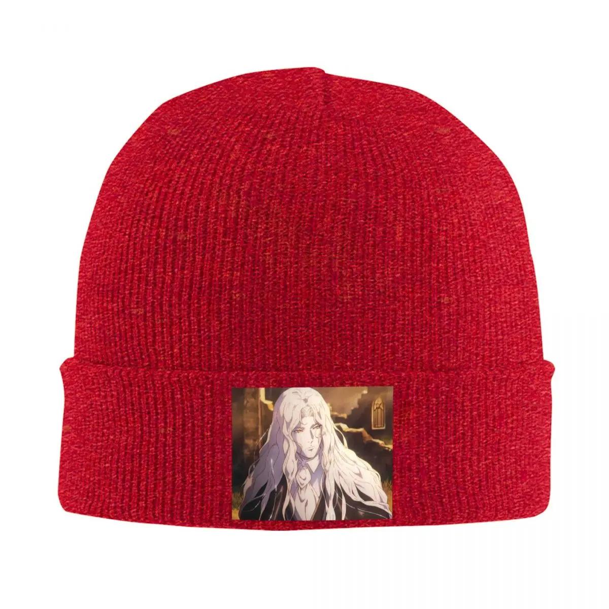 Alucard Castlevania Nocturne Warm Knitted Cap Hip Hop Bonnet Hat Autumn Winter Outdoor Beanies Hats for Unisex Adult One Size