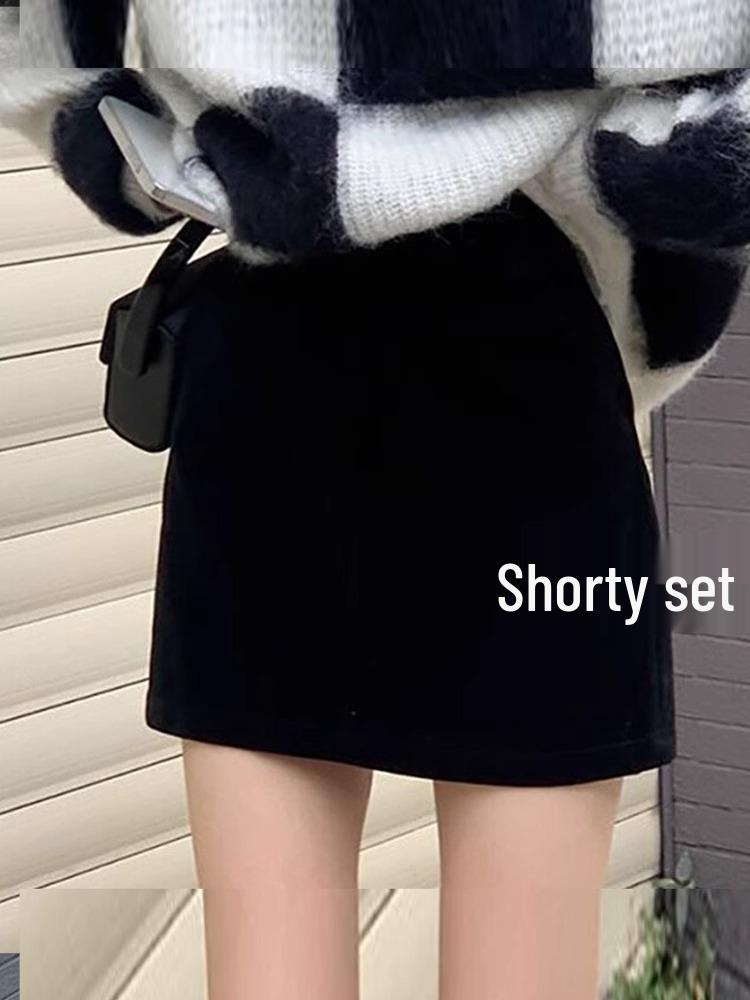 

Женская ретро юбка мини А-силуэта с высокой талией из смесовой шерсти серого цвета в стиле колледжа Small чёрный