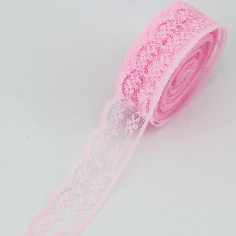 

(10 yards/roll) 2.25cm White lace fabric Webbing Decoration Lovely gift packing Cotton Material розовый