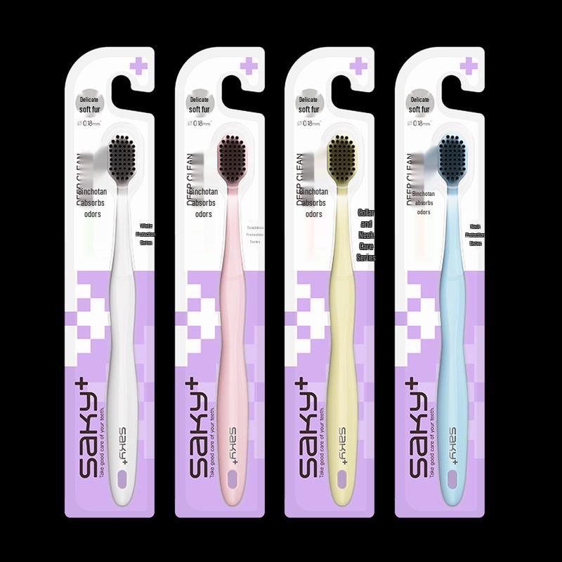 SAKY+ Wide Head Charcoal Toothbrush 8-Pack