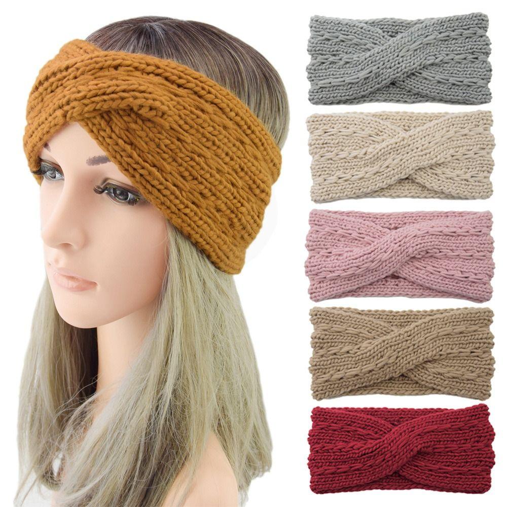 

Women Wide Winter Crochet Stretch Hairband Headband Turban Earmuffs Headwrap