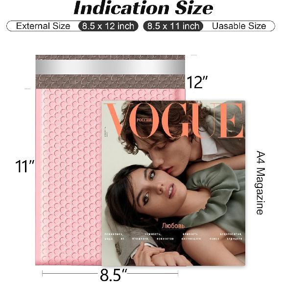 Famagic Bubble Mailers 8.5x12 Inch 25pc Light Pink Shipping Bags, Chic Packaging Bags For Small Business, Colored Padded Mailing Envelopes, Opaque